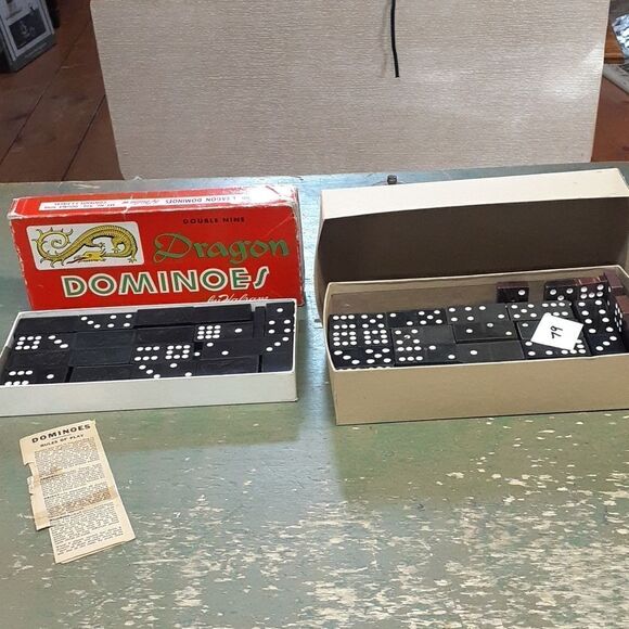 Bundle of 2 sets of Dominoes: Dragon Double Nine by Halsam & 79pc. set - Picture 1 of 7